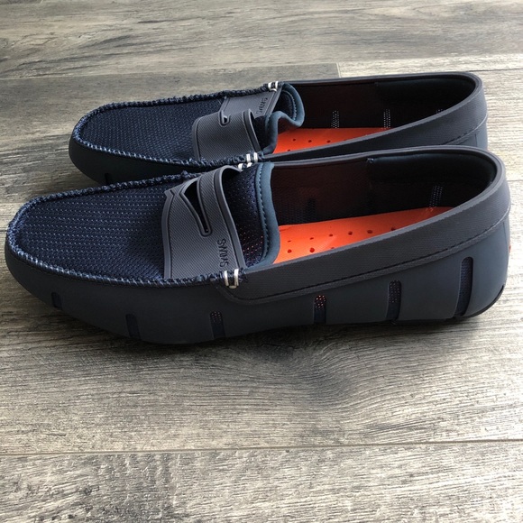 NWOT SWIMS Navy Penny Loafer, Size 8